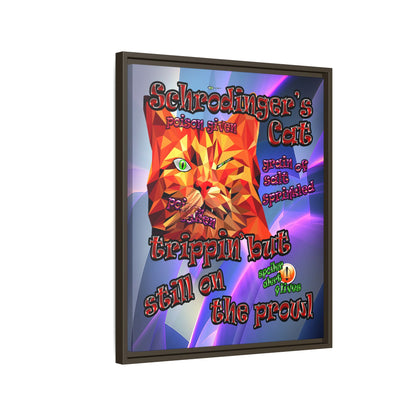 schrodinger's cat - framed canvas art (grey-pink wave)
