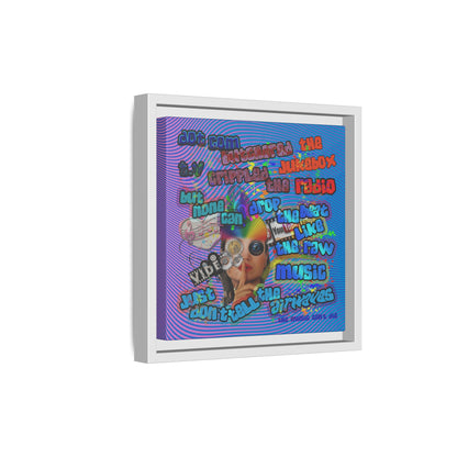 drop the beat - framed canvas art (light blue-purple wave)