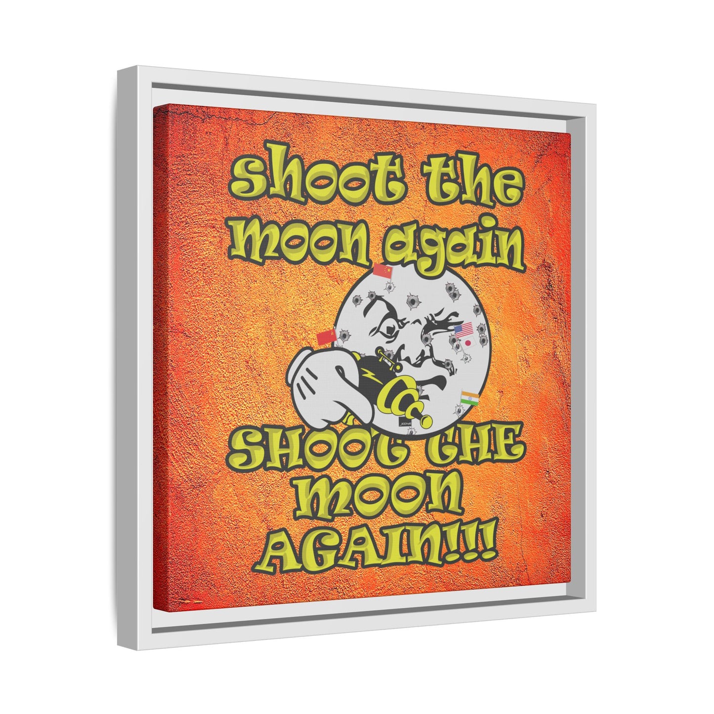 shoot the moon again - framed canvas art (burnt orange)