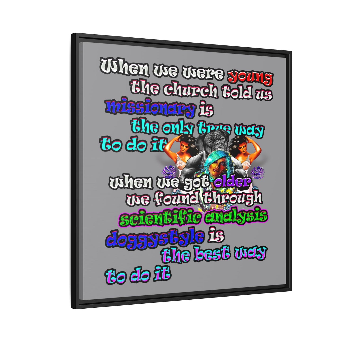 doggystyle - framed canvas art (grey)