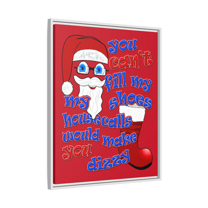 santa's shoes - framed canvas art (dark red)