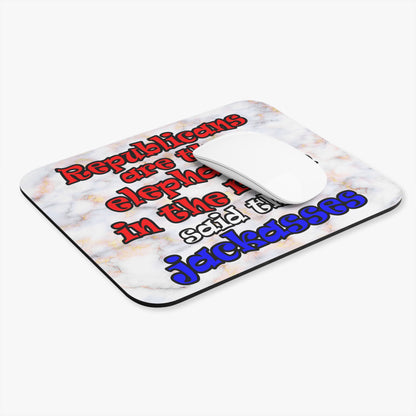 donkeys and elephants - Mouse Pad (Rectangle) (white marble)