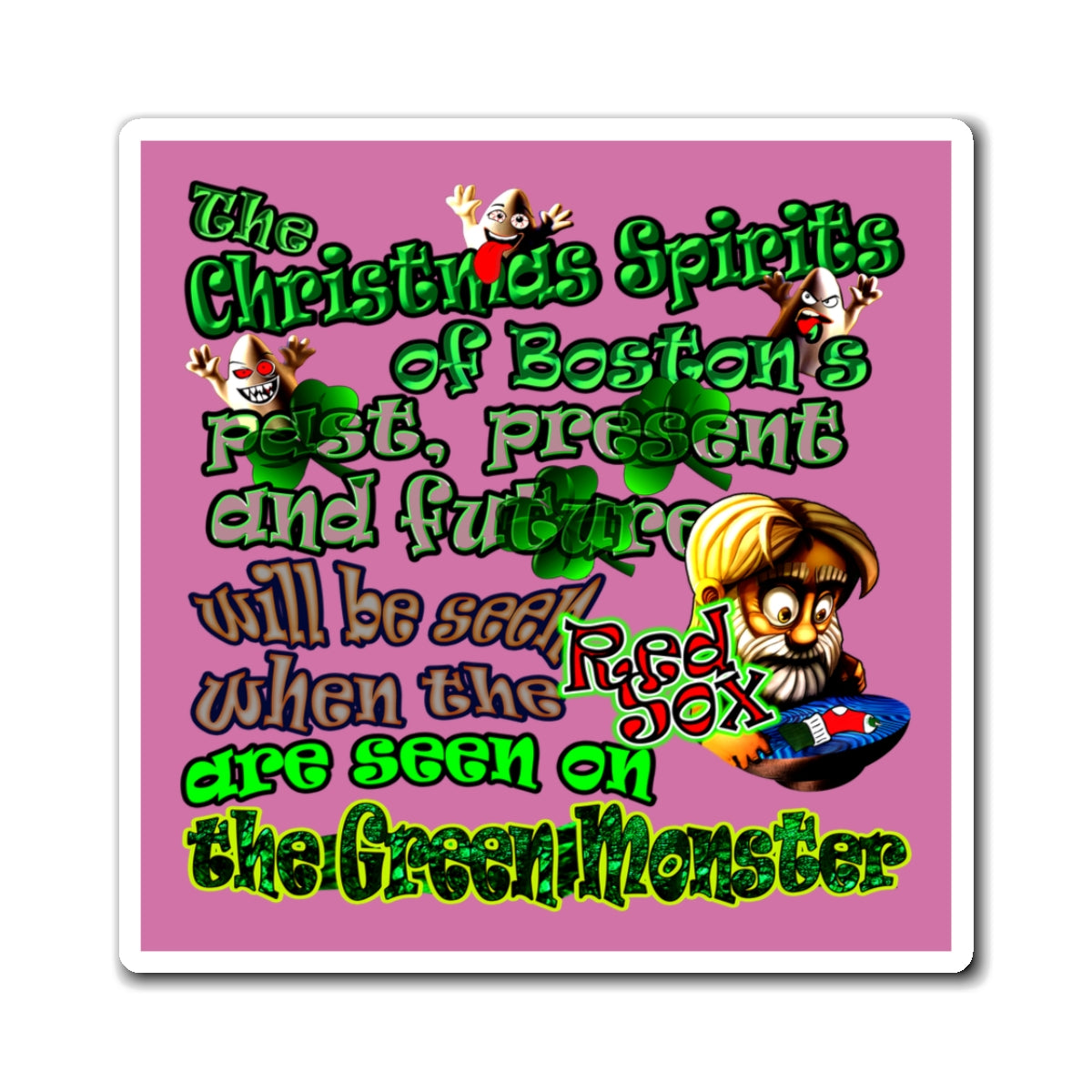 christmas spirits of boston - Magnets - (light pink)