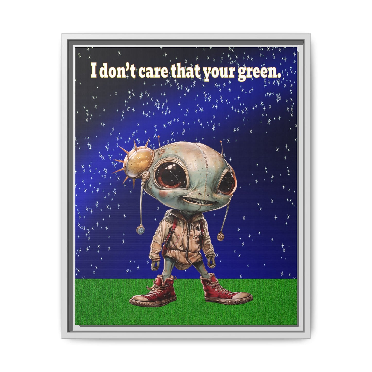 I don't care that your green - framed canvas art ('snoops' background)