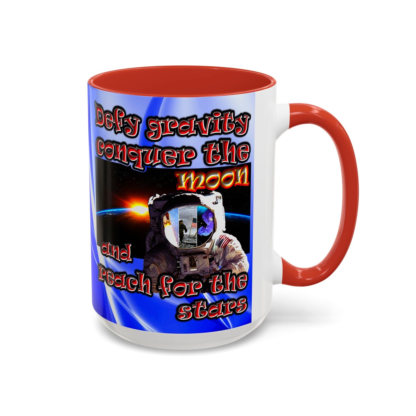 defy conquer reach - Accent Mug (blue-white wave)