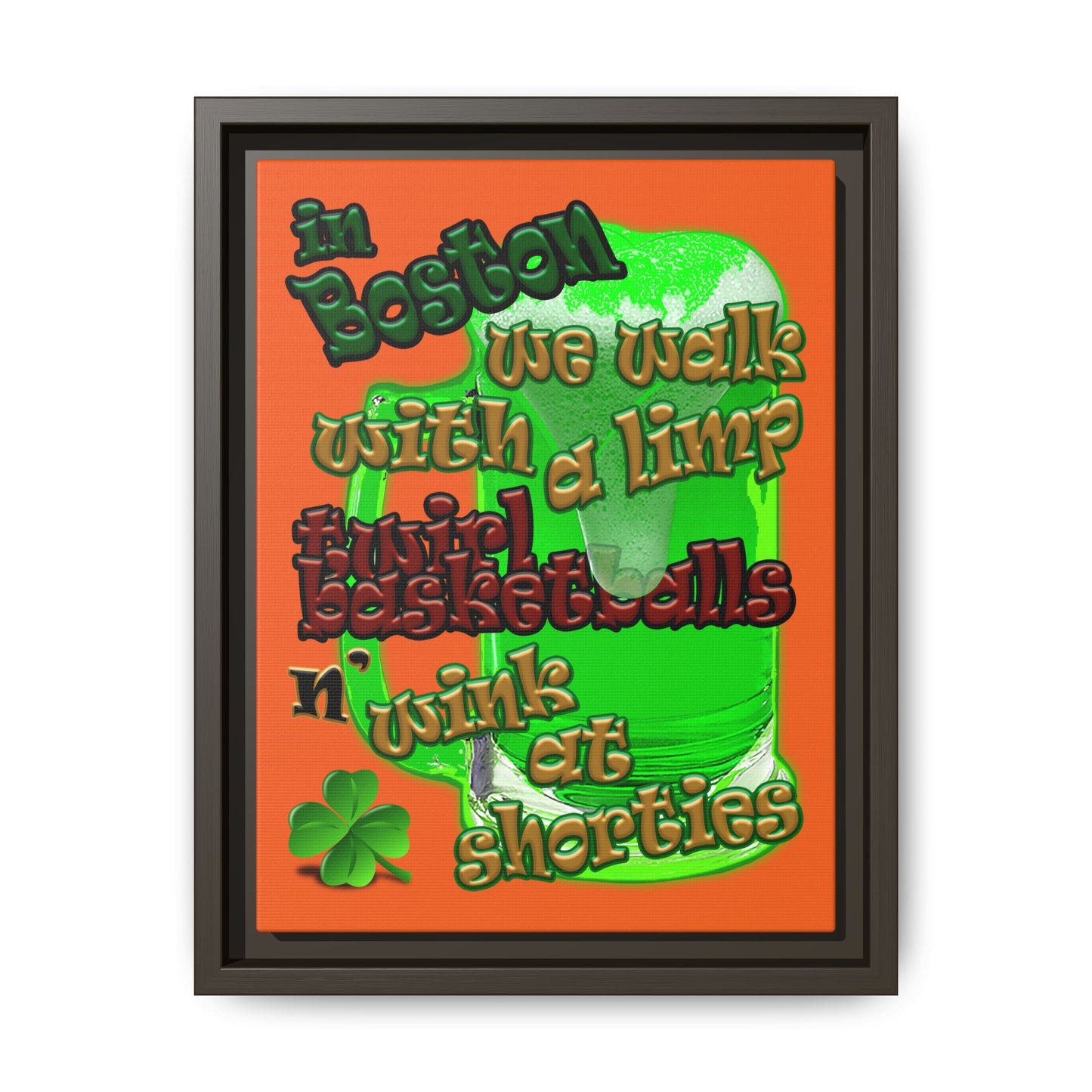 celtics logo - framed canvas art (orange)