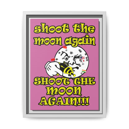 shoot the moon again - framed canvas art (light pink)