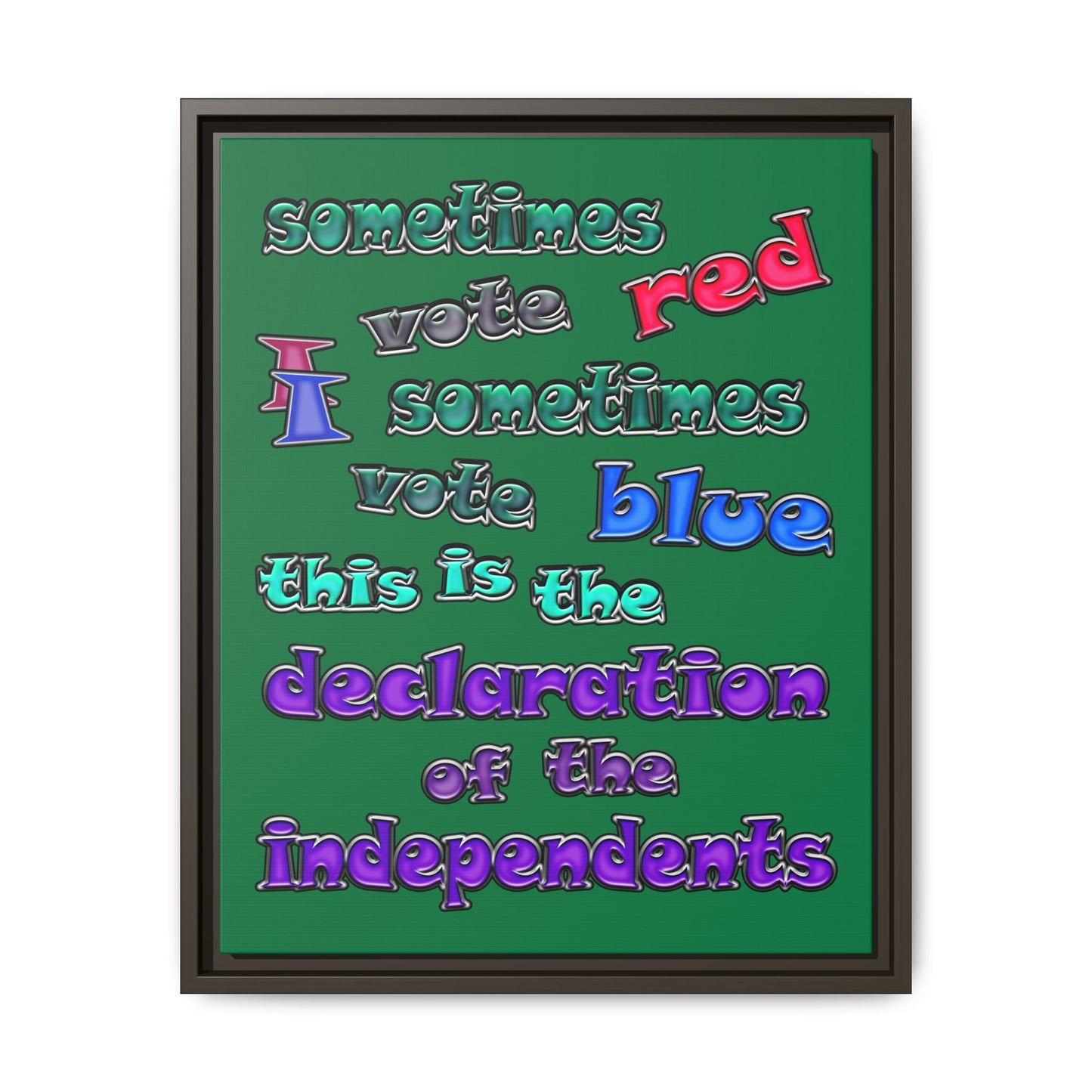 declaration of the independents - framed canvas art (dark green)