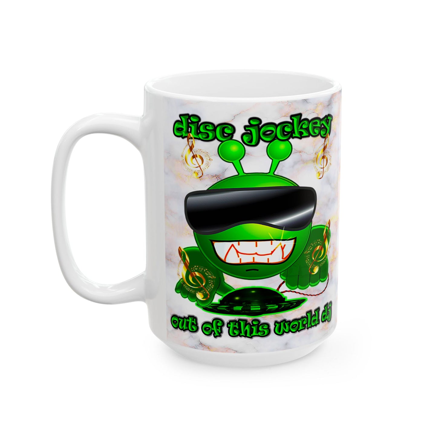 disc jockey - White Mug (white marble)