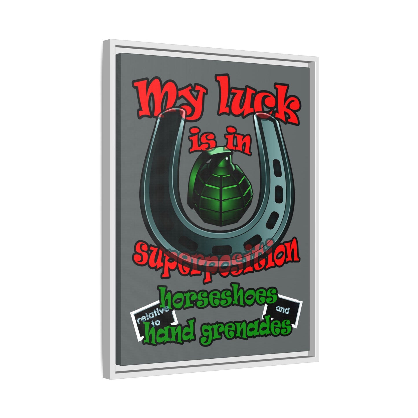 my luck - framed canvas art (dark grey)