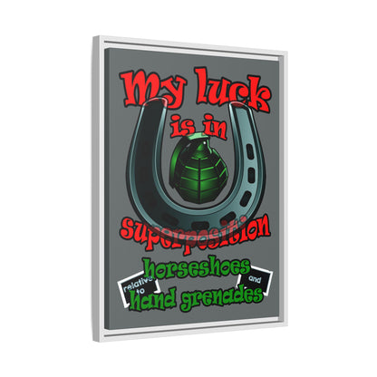 my luck - framed canvas art (dark grey)