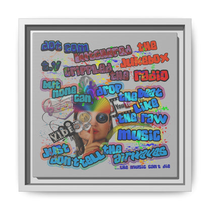 drop the beat - framed canvas art (light grey)