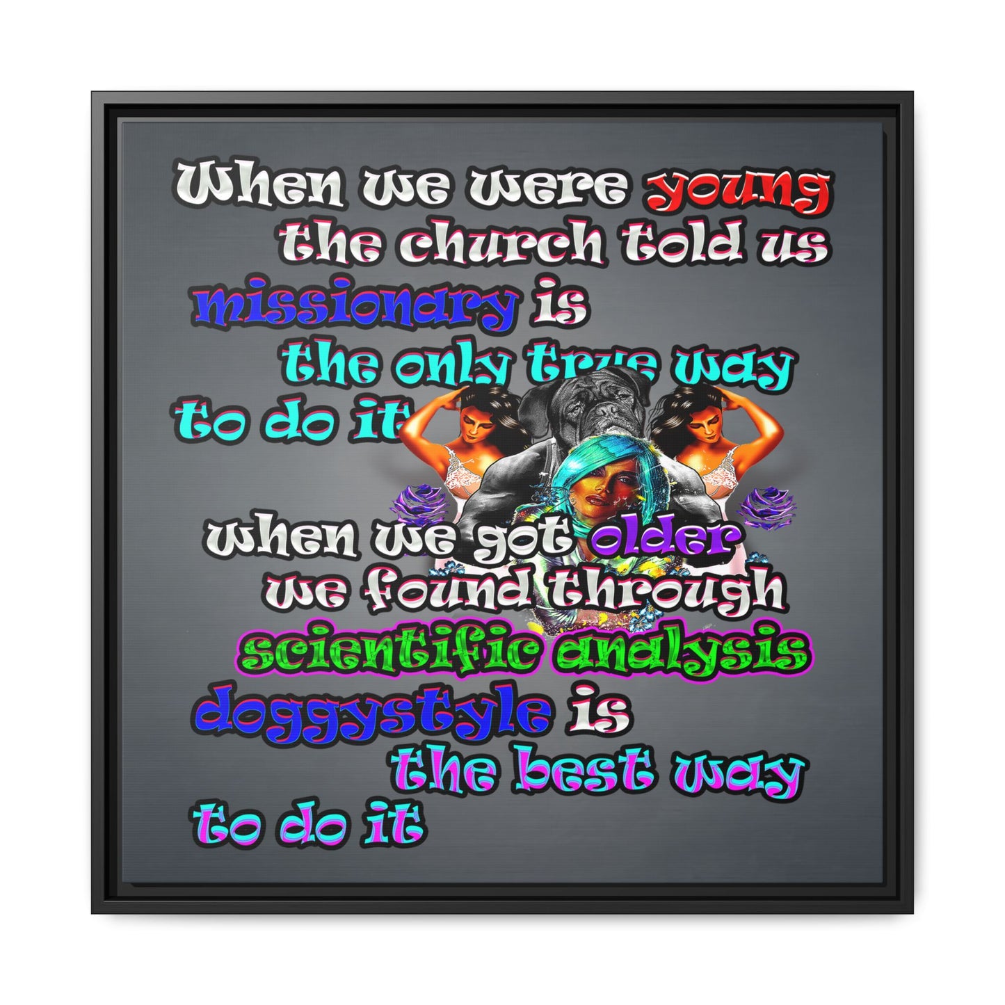 doggystyle - framed canvas art (grey-light grey)