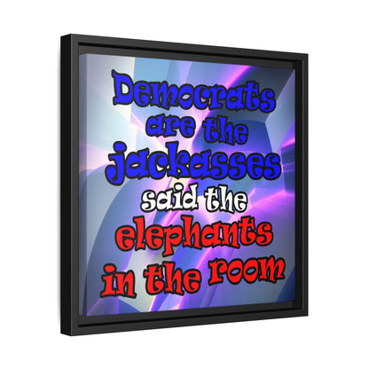 donkeys and elephants - framed canvas art (grey-pink wave)