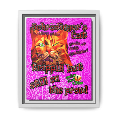 schrodinger's cat - framed canvas art (pink swirl)