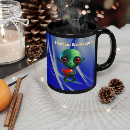 I don't care that your grey - Black Mug (blue-white wave)