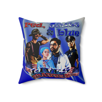 rw&b lives matter - Faux Suede Square Pillow - (blue-white wave)