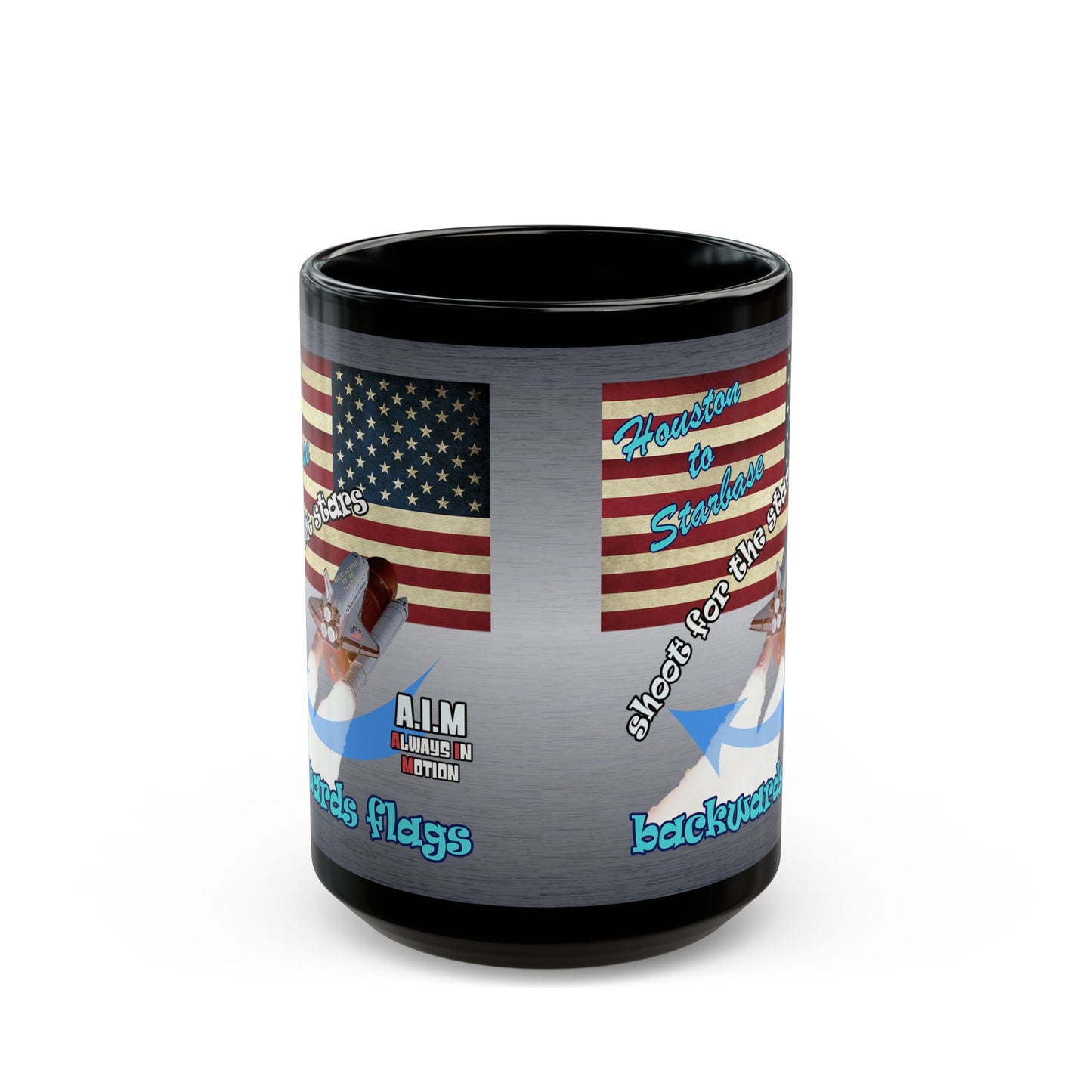 shoot for the stars - Black Mug (brushed nickel)