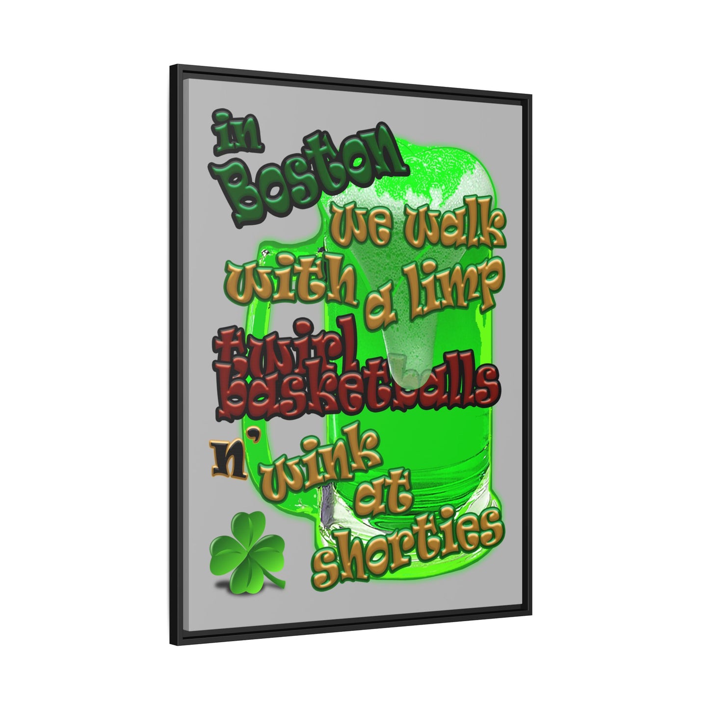 celtics logo - framed canvas art (light grey)