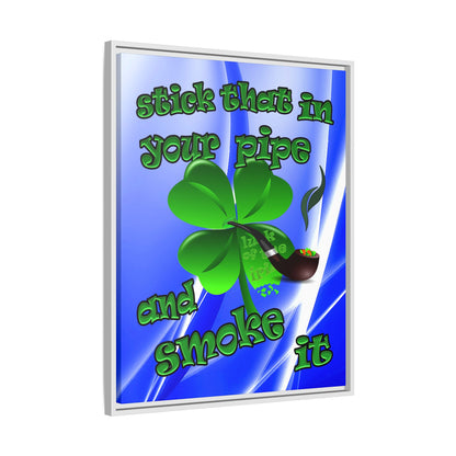 stick that in your pipe and smoke it - framed canvas art (blue-white wave)