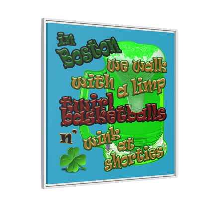 celtics logo - framed canvas art (turquoise)