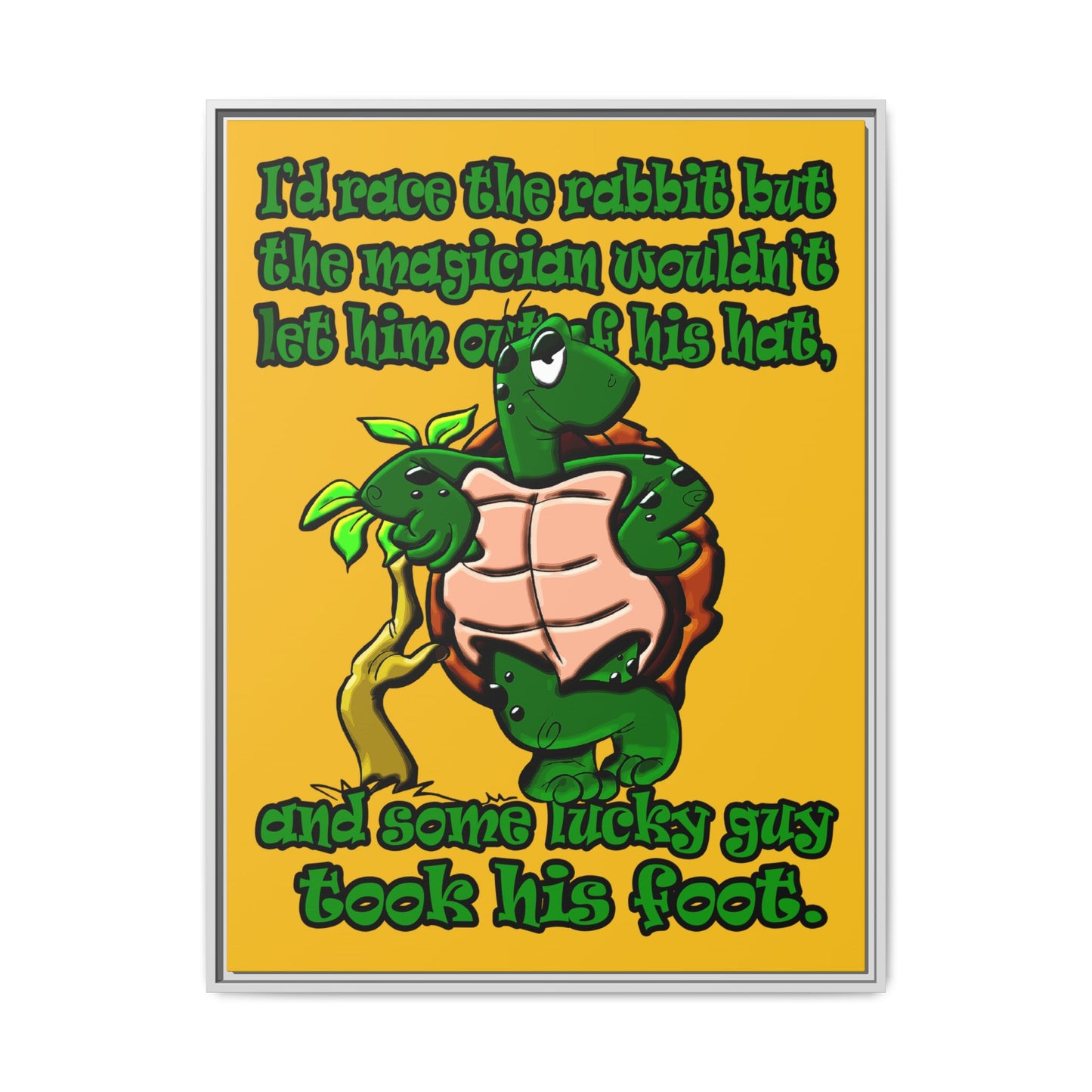 turtle race - framed canvas art (yellow)