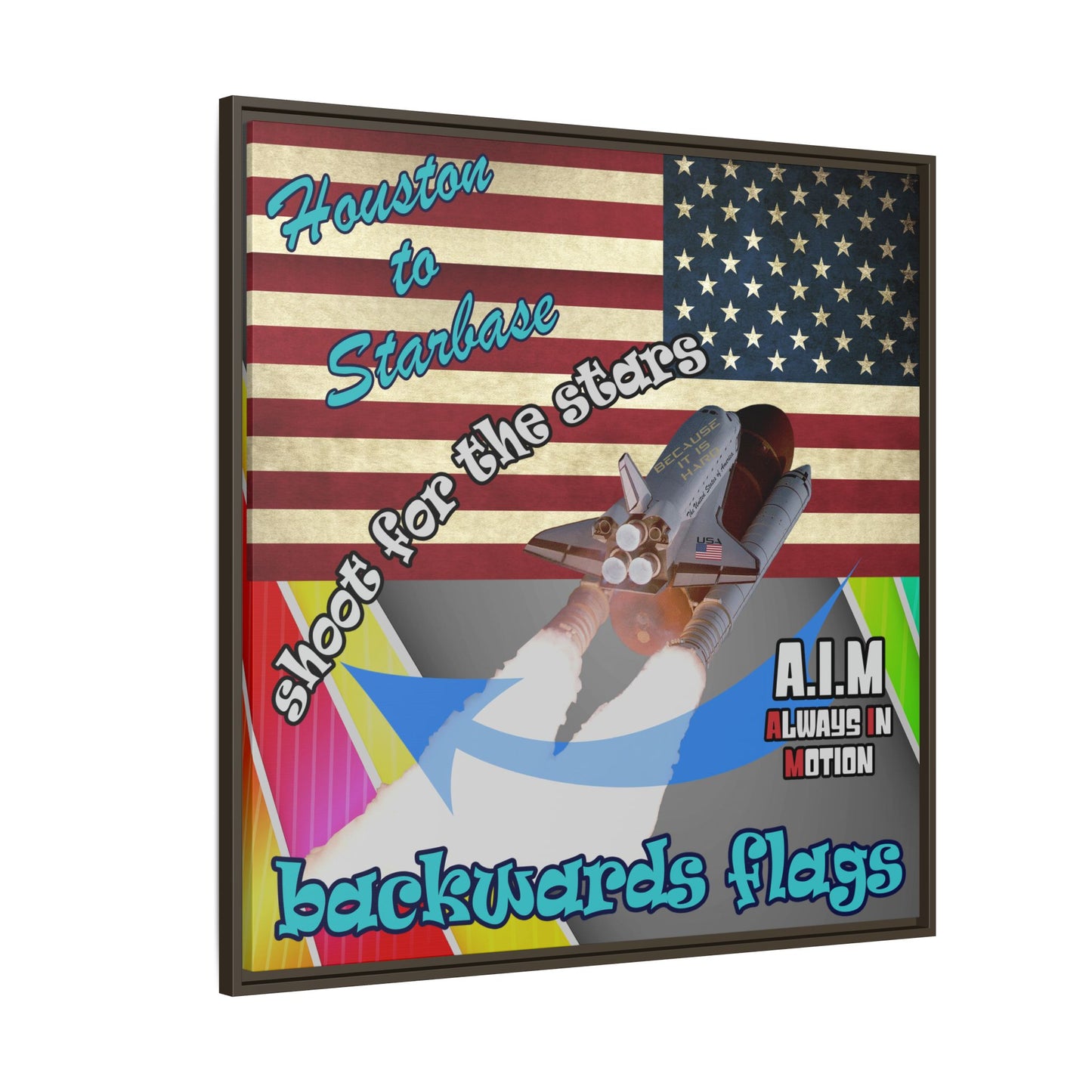shoot for the stars - framed canvas art (rainbow split)