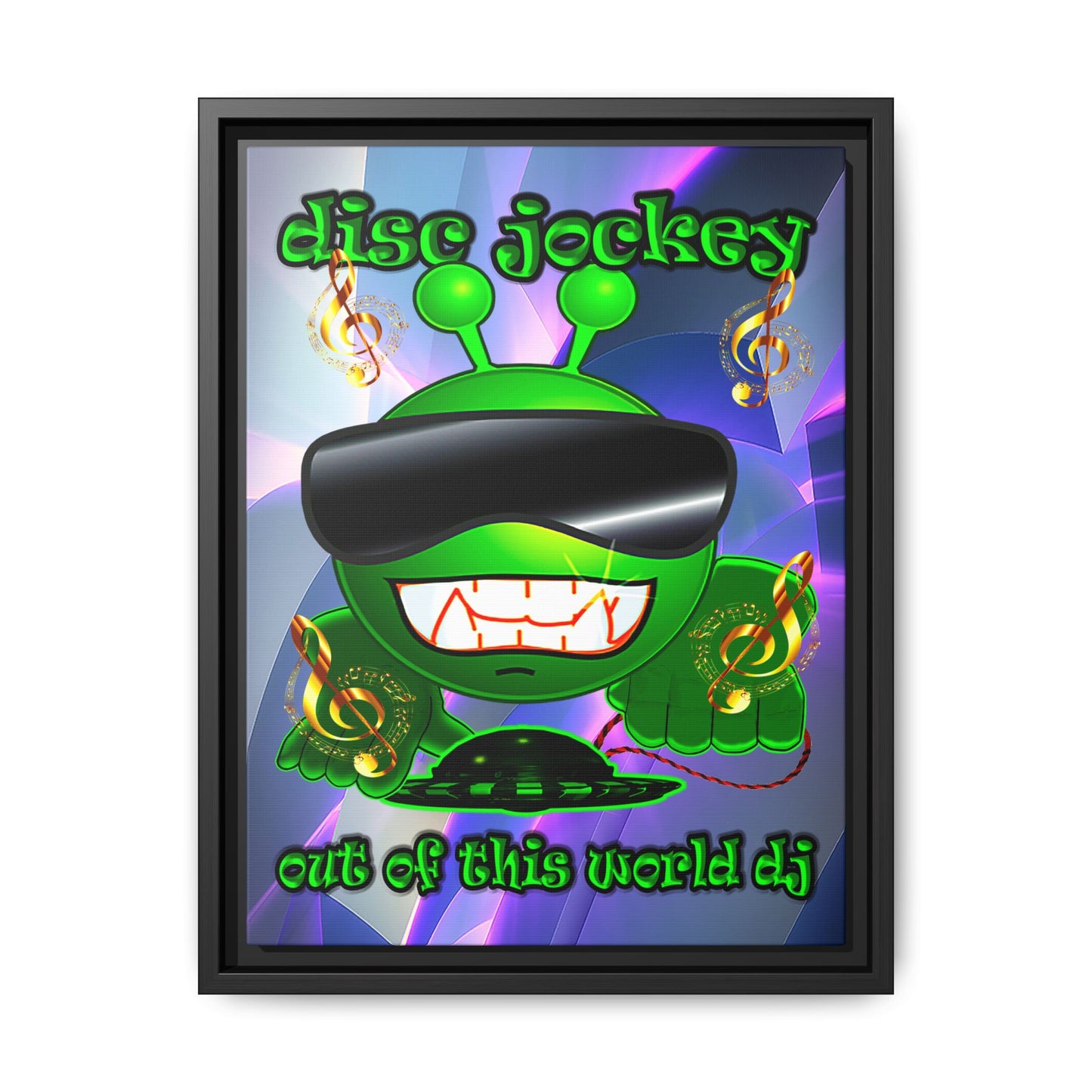 disc jockey - framed canvas art (grey-pink wave)
