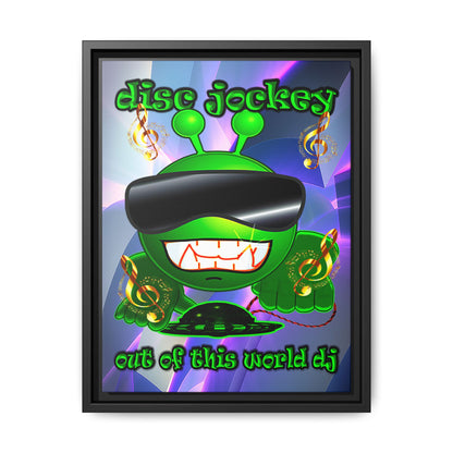 disc jockey - framed canvas art (grey-pink wave)