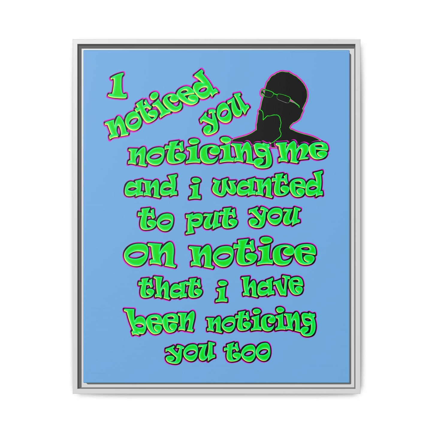 noticed you noticing - framed canvas art (light blue)