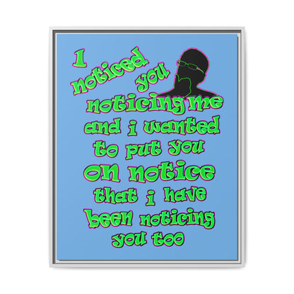 noticed you noticing - framed canvas art (light blue)