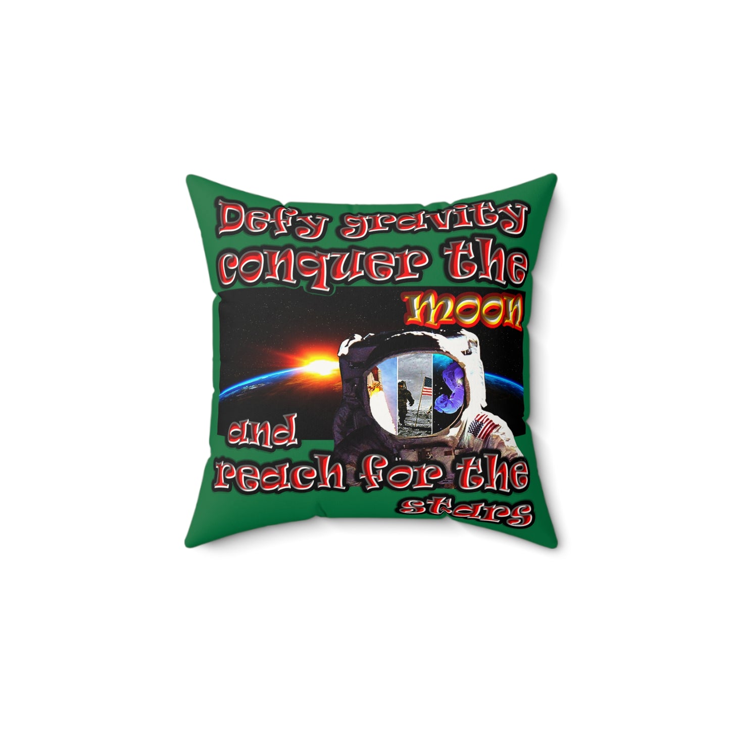 defy conquer reach - Faux Suede Square Pillow - (dark green)