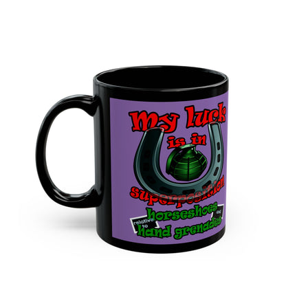 my luck - Black Mug (light purple)
