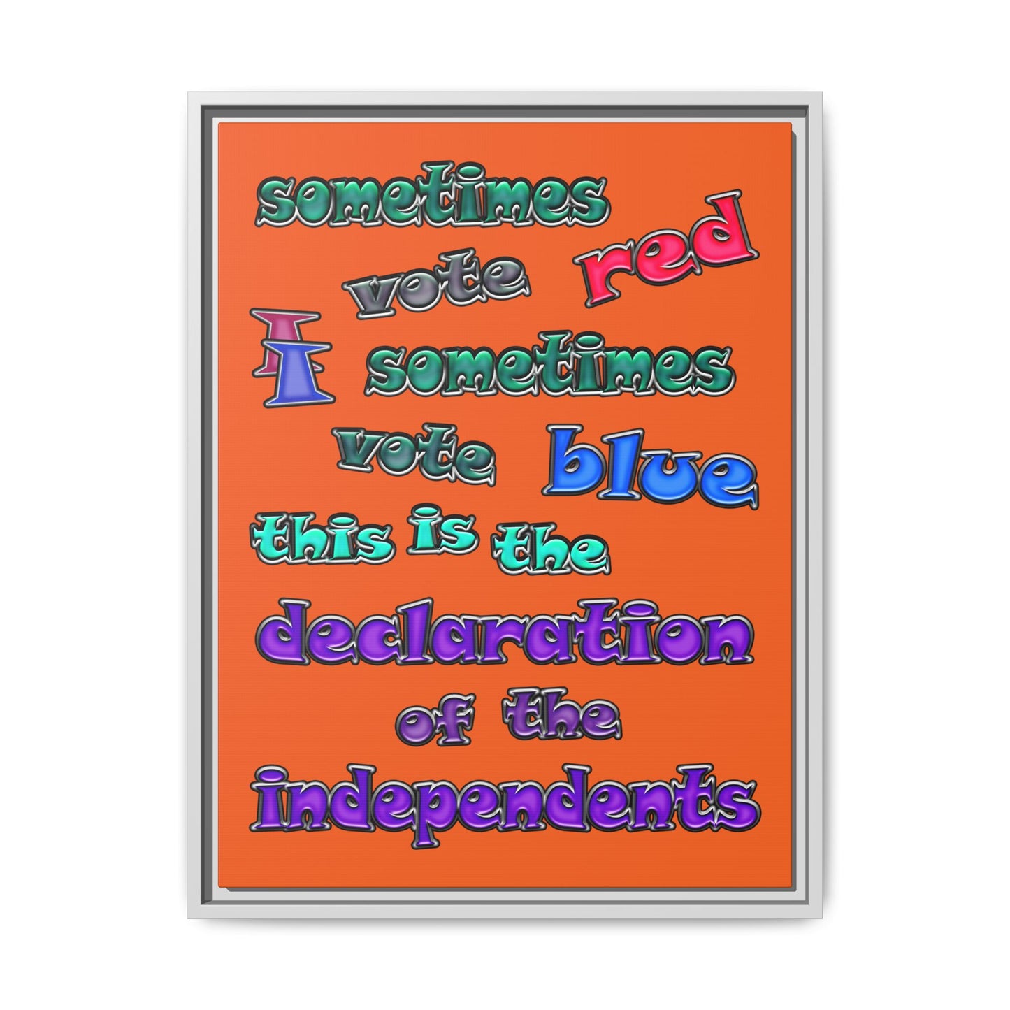 declaration of the independents - framed canvas art (orange)