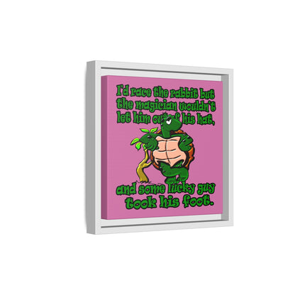 turtle race - framed canvas art (light pink)