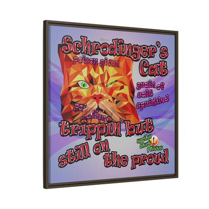 schrodinger's cat - framed canvas art (light blue-pink wave)