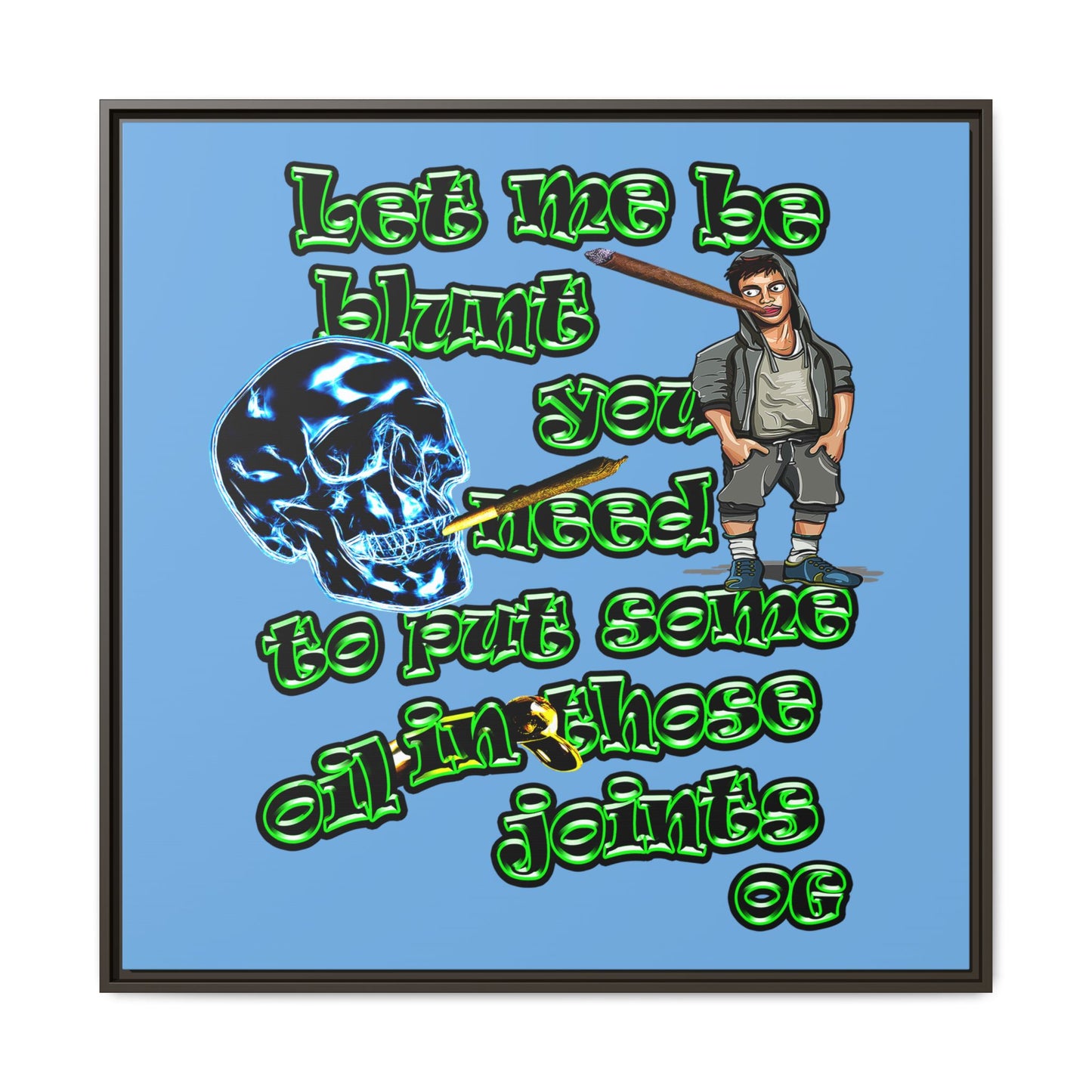 og - framed canvas art (light blue)