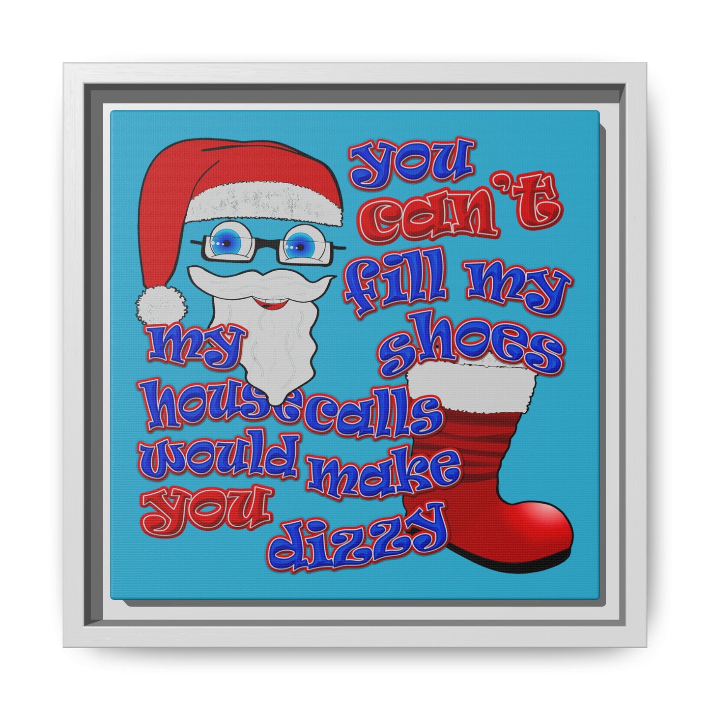 santa's shoes - framed canvas art (turquoise)