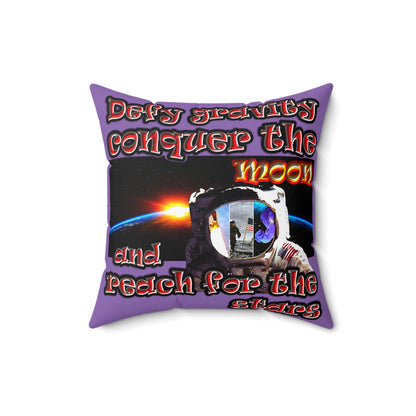 defy conquer reach - Spun Polyester Square Pillow - (light purple)