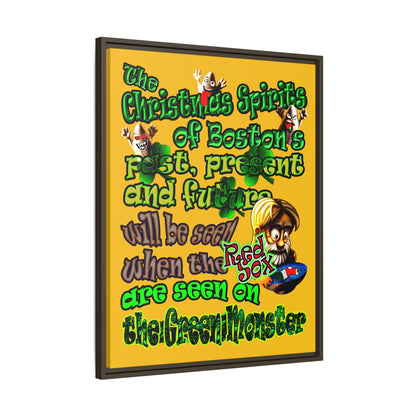 christmas spirits of boston - framed canvas art (yellow)