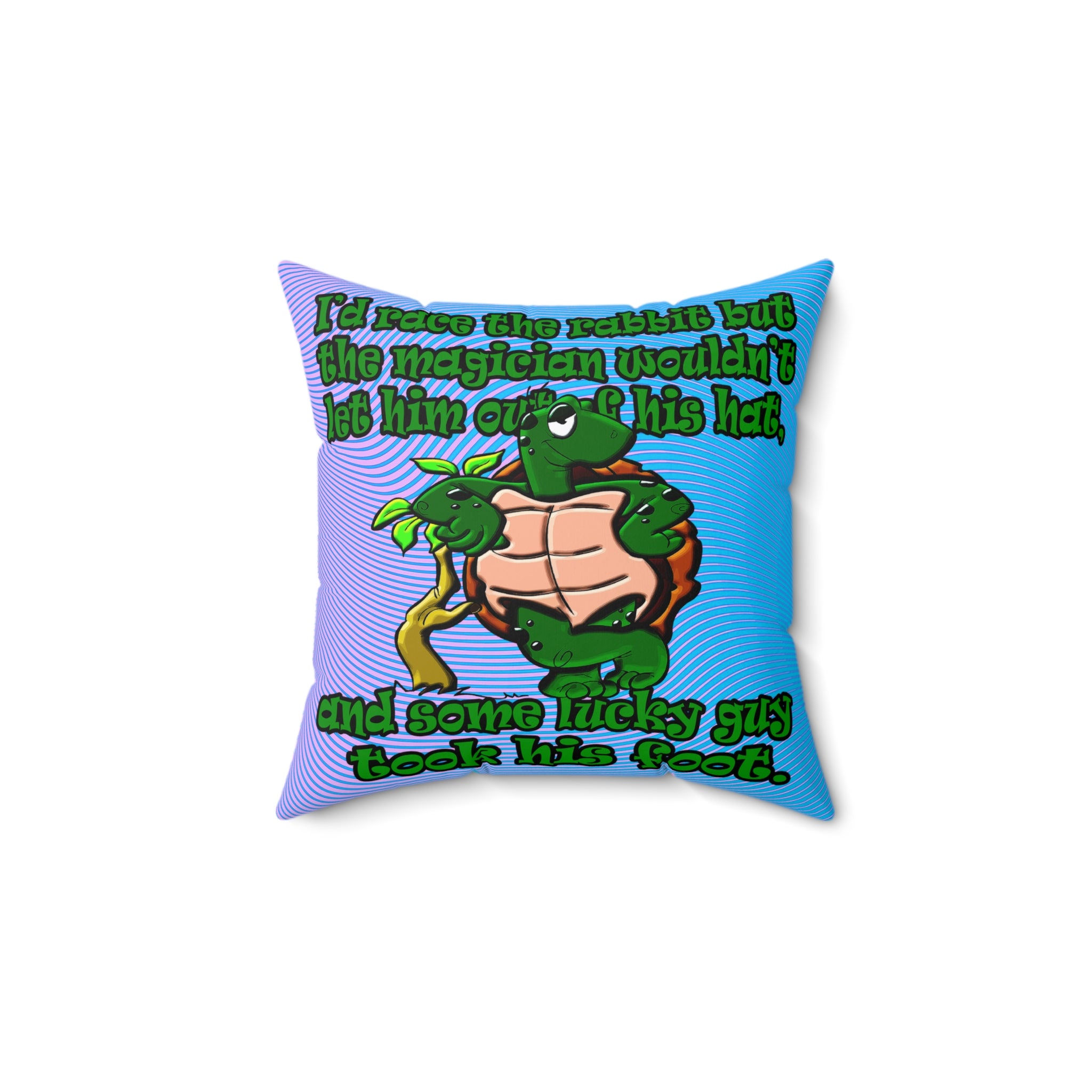 turtle race - Spun Polyester Square Pillow - (light blue-purple wave)