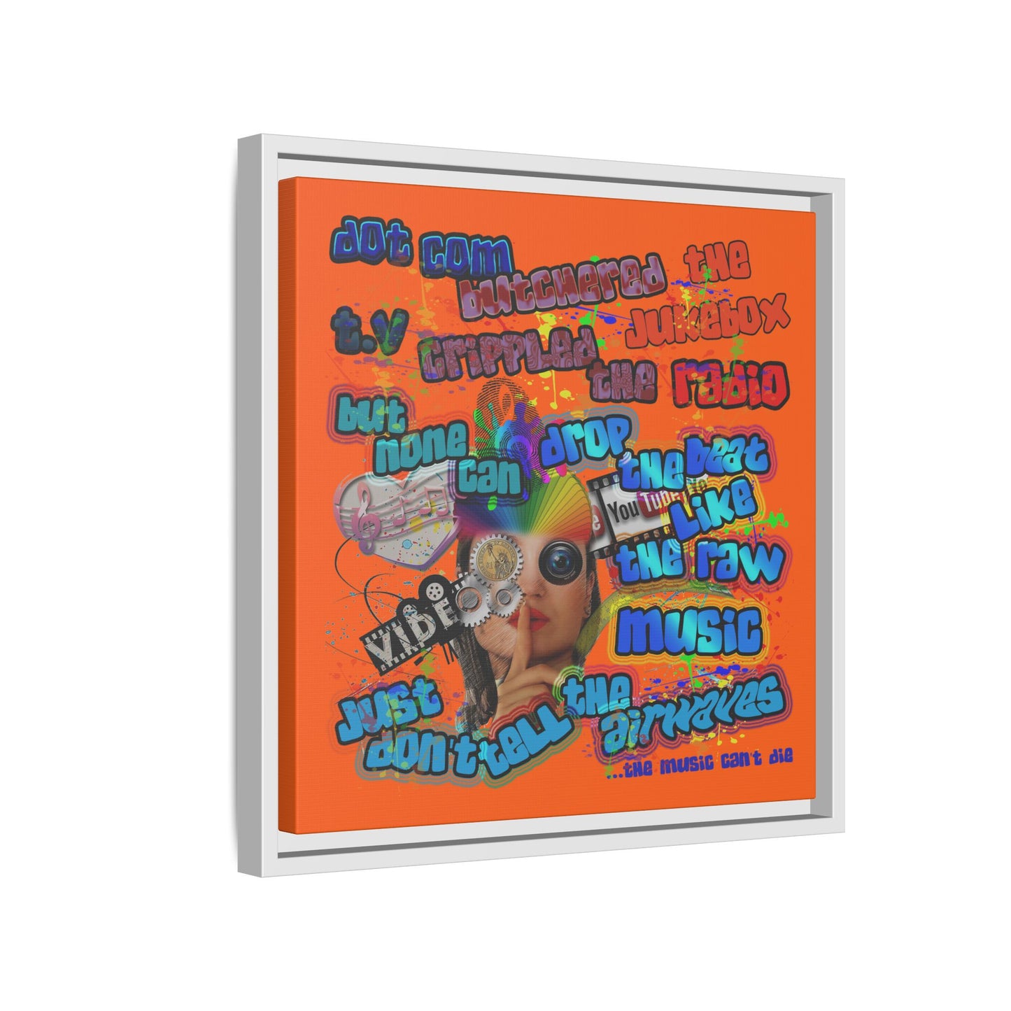 drop the beat - framed canvas art (orange)