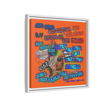 drop the beat - framed canvas art (orange)