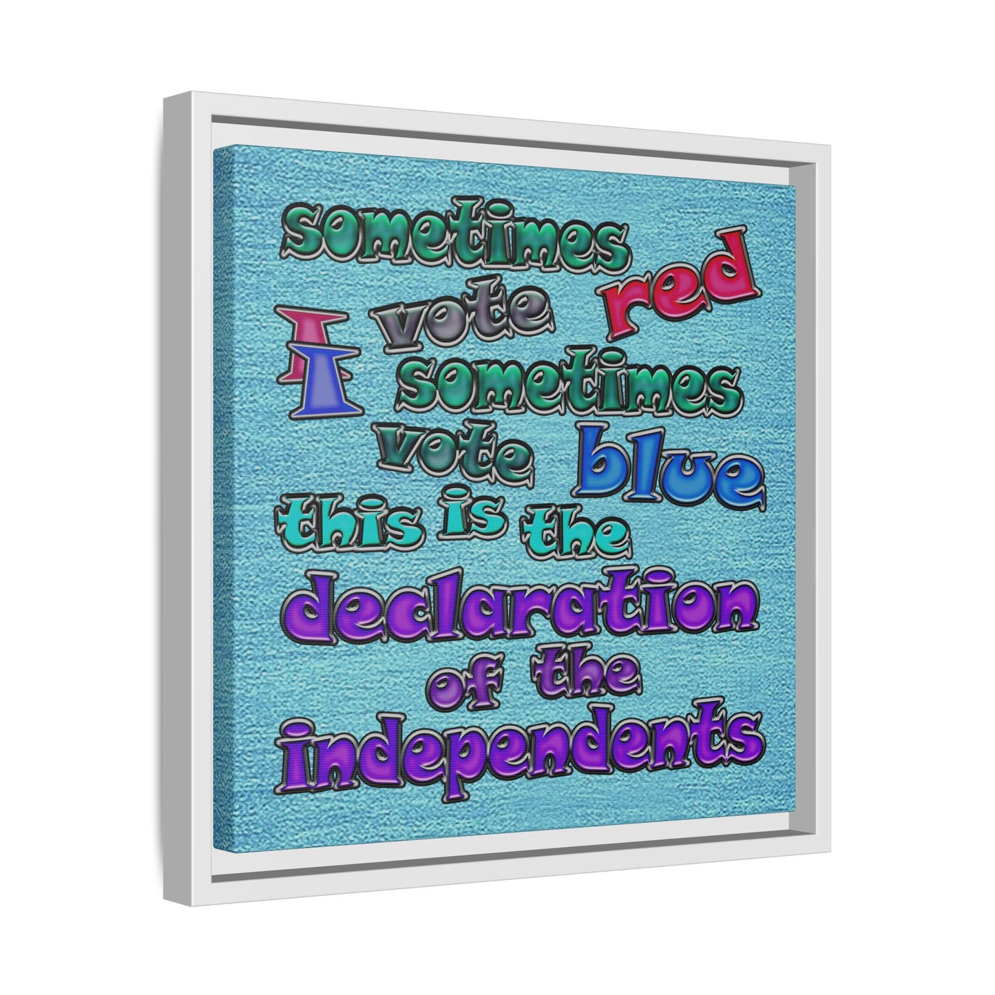 declaration of the independents - framed canvas art (faded blue)