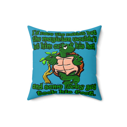 turtle race - Spun Polyester Square Pillow - (turquoise)