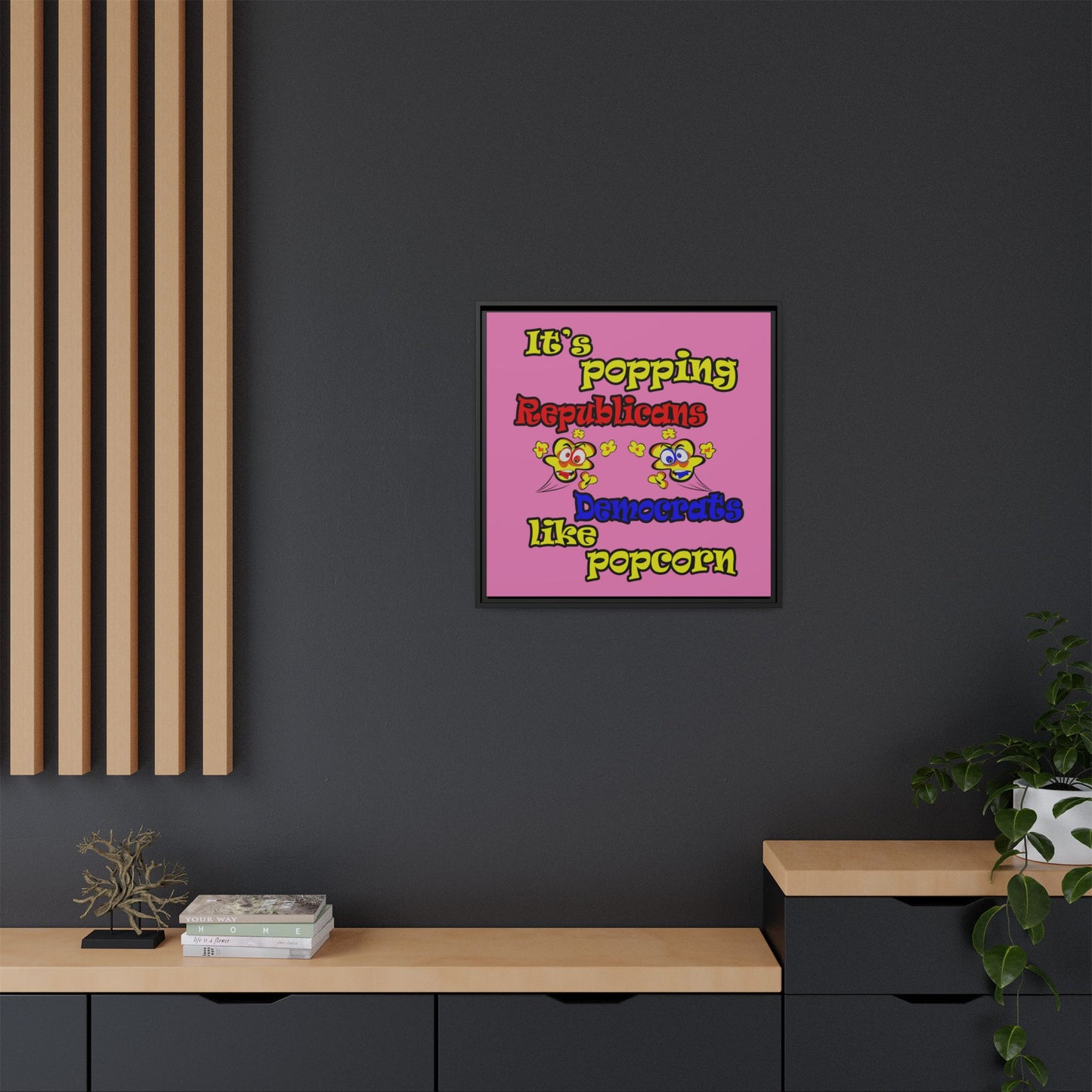 popping like popcorn - framed canvas art (light pink)