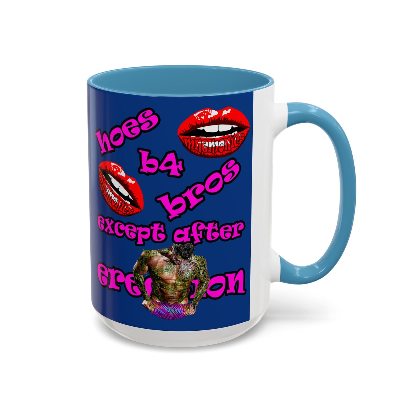 hoes b4 bros - Accent Mug (dark blue)