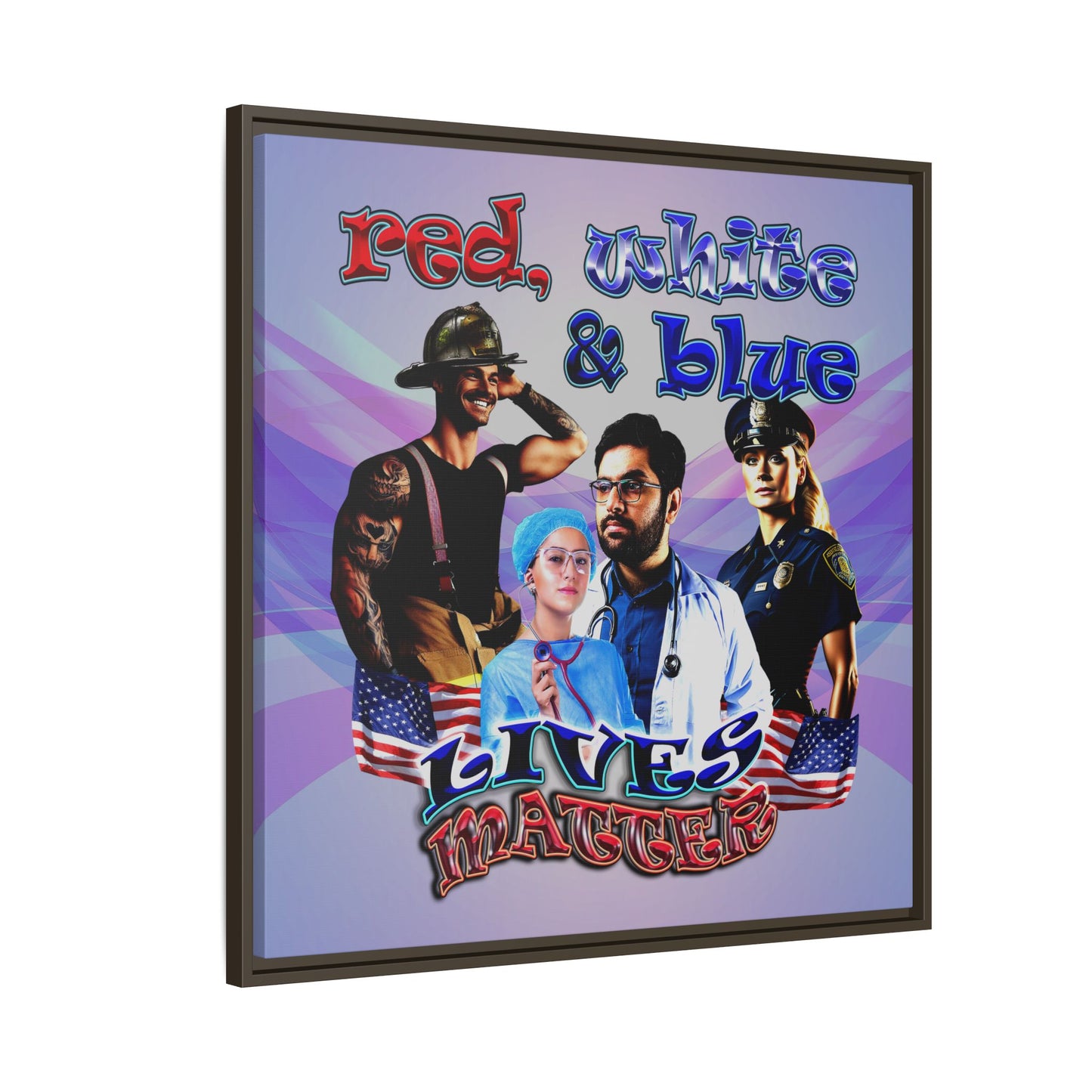 rw&b lives matter - framed canvas art (light blue-pink wave)