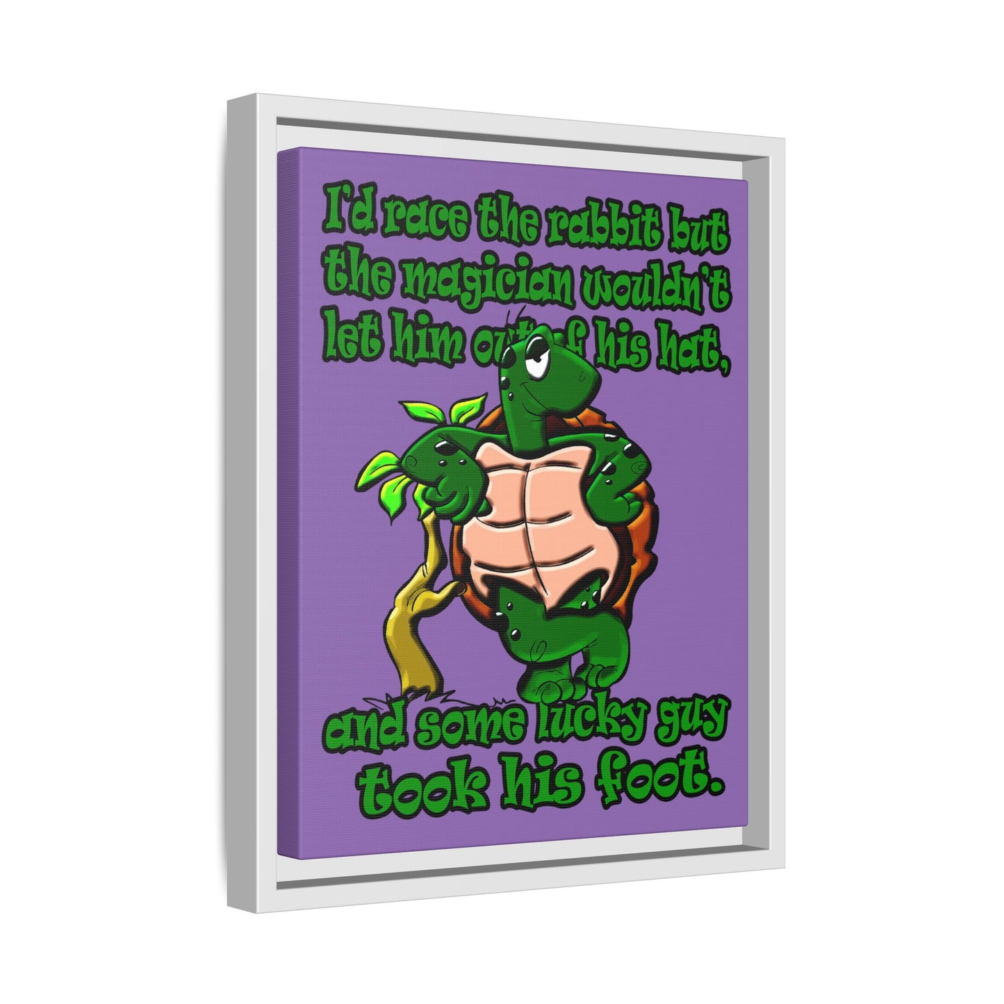 turtle race - framed canvas art (light purple)