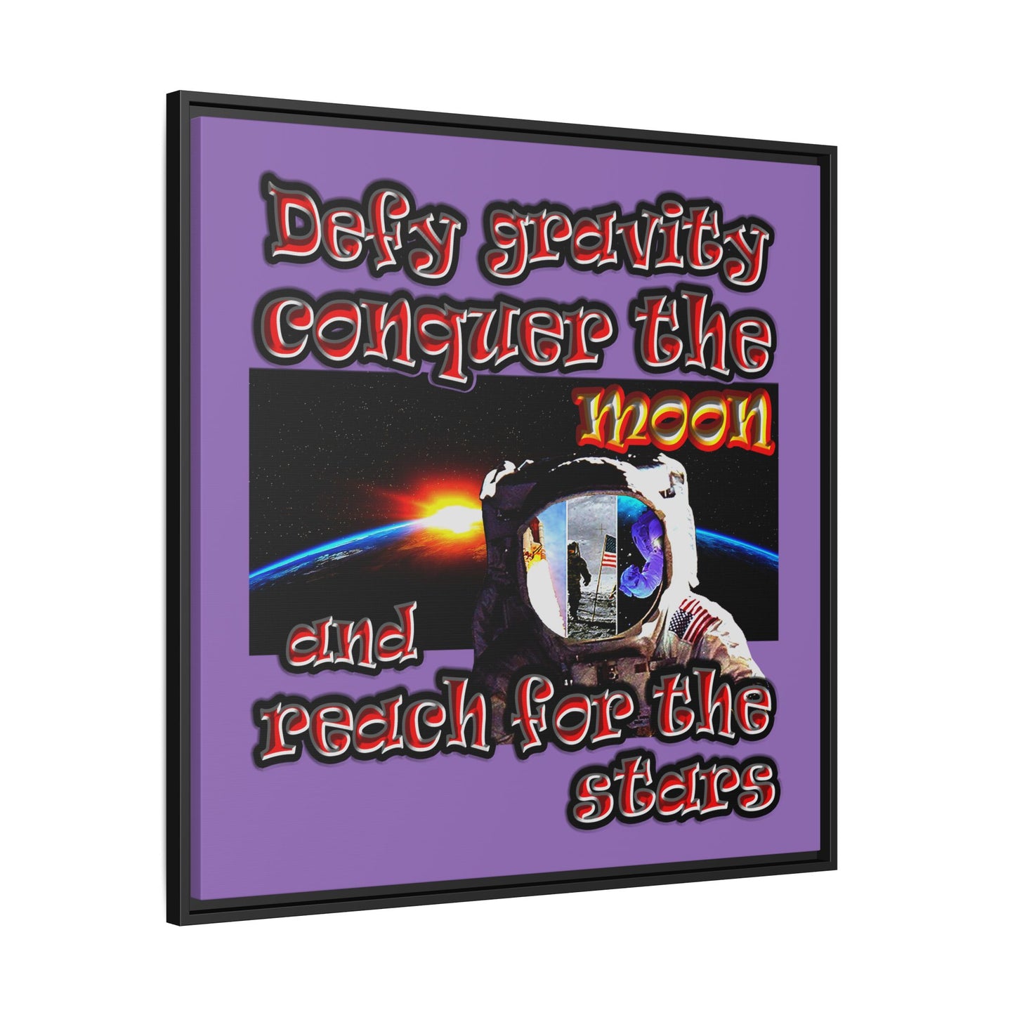 defy conquer reach - framed canvas art (light purple)